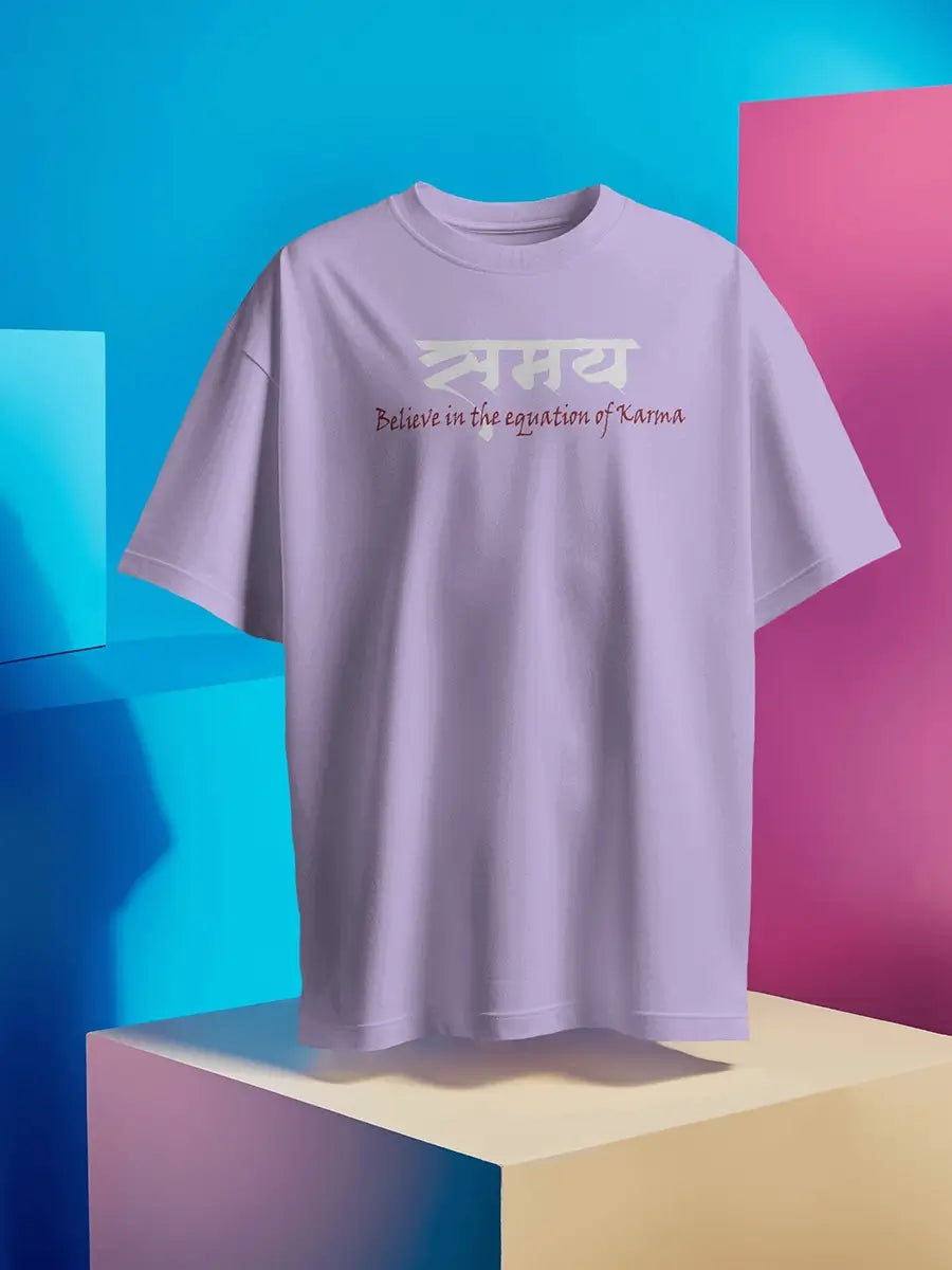 time-believe-in-the-equatations-of-karma-lavender-t-shirt